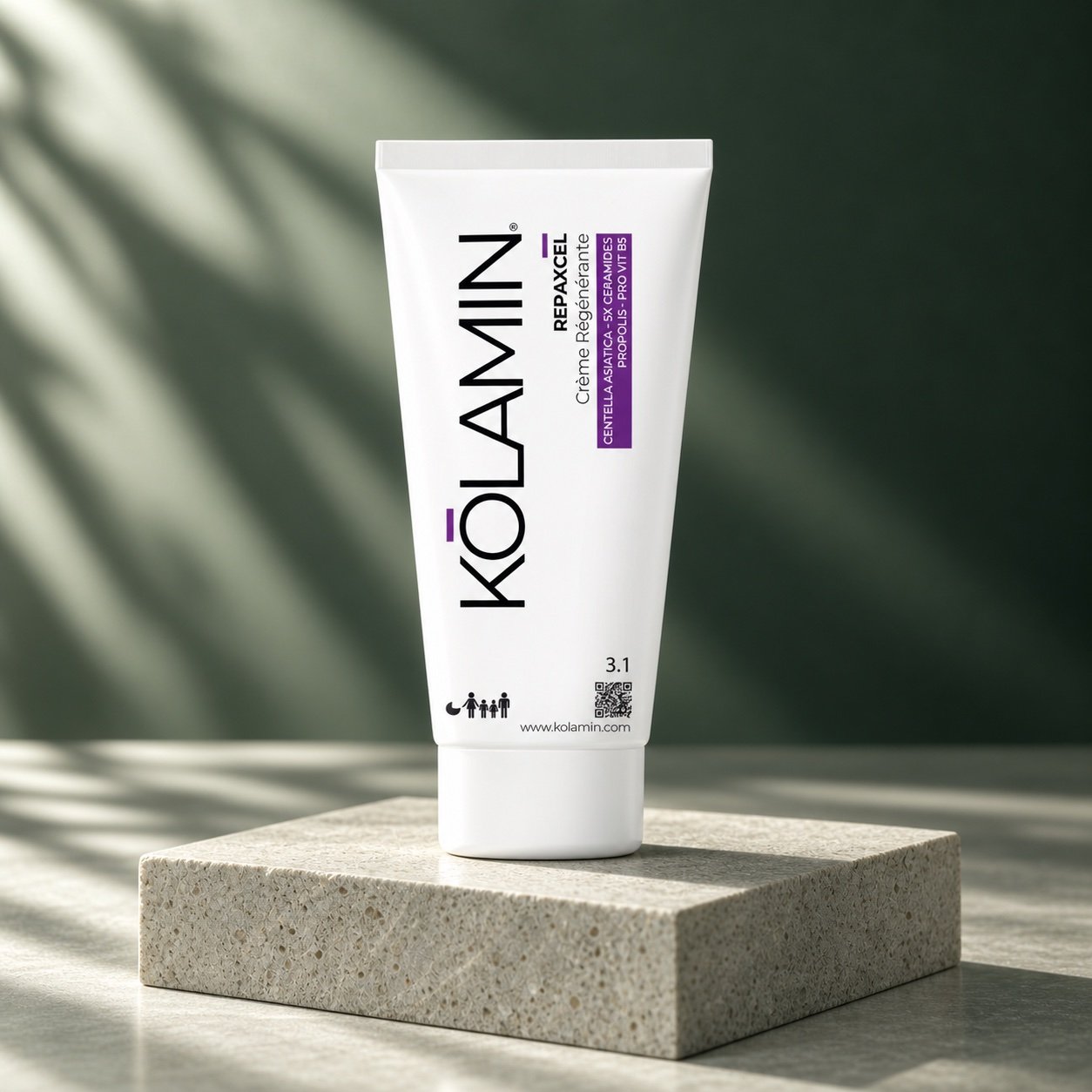 REPAXCEL Crème Régénérante 3.1 — mise en scène sur pierre claire